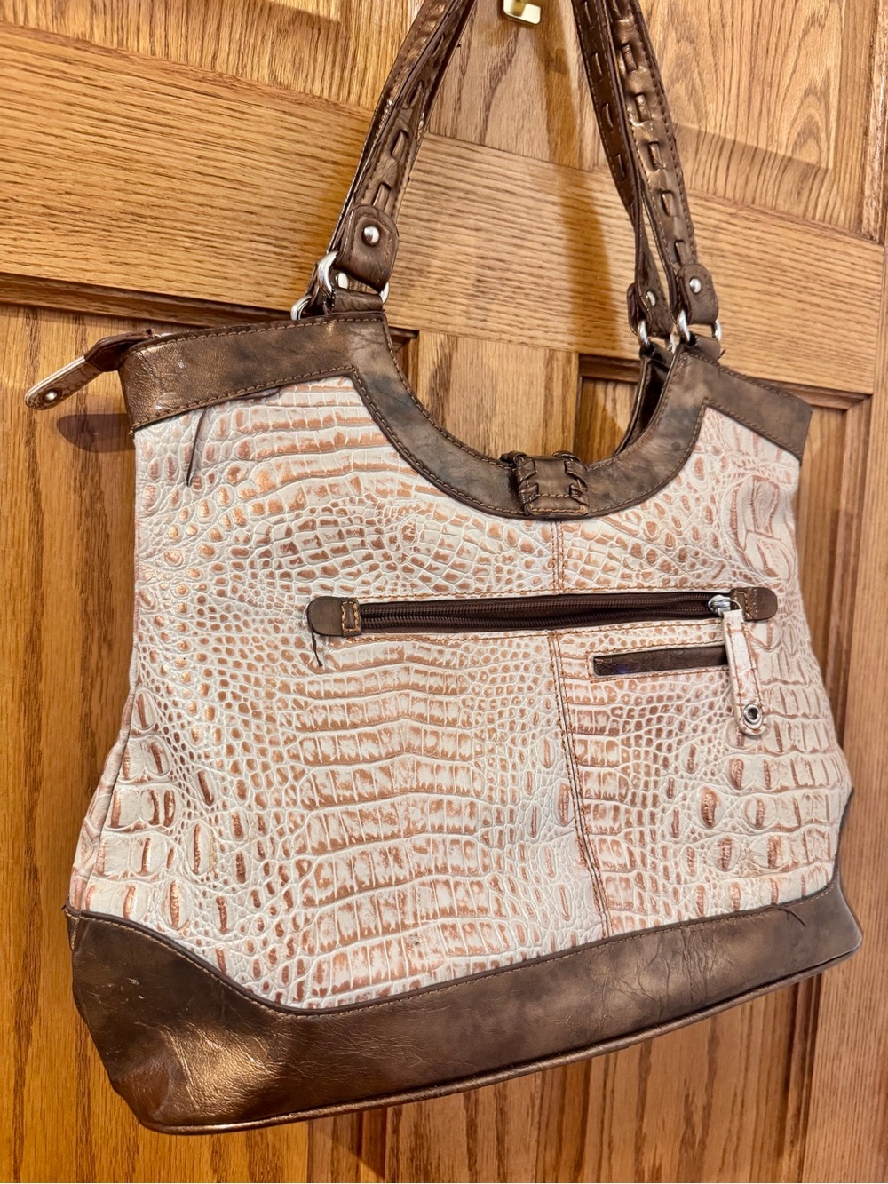 M.C. Geninue Leather Retro Tan/Brown Shoulder Bag - Picture 5 of 11